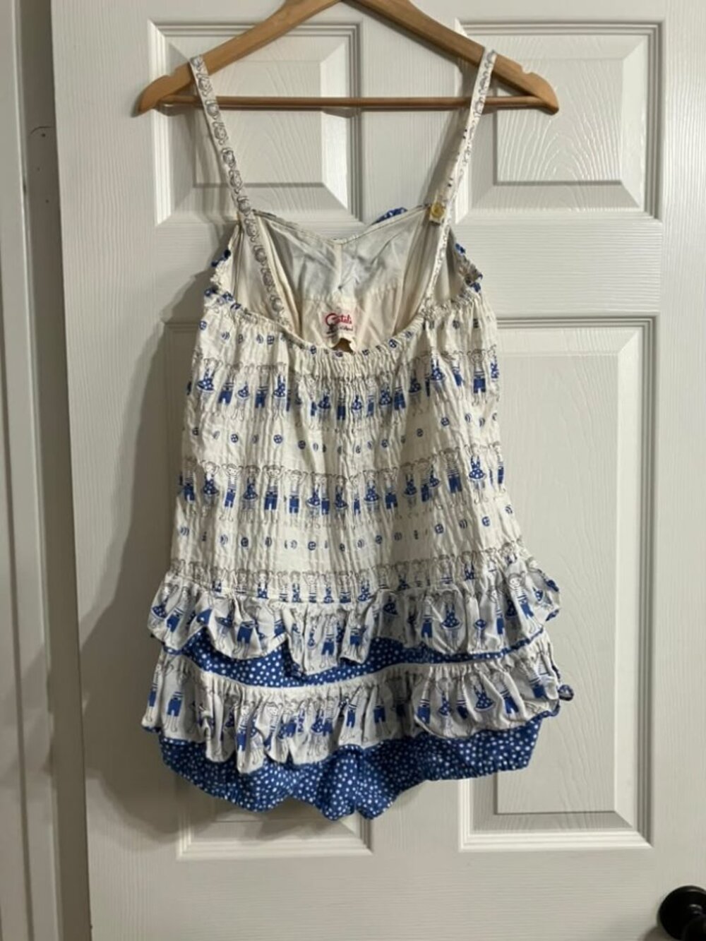 50's Vintage Catalina Swim White Blue Novelty Print One Piece Swim Suit WOUNDED - Picture 3 of 8